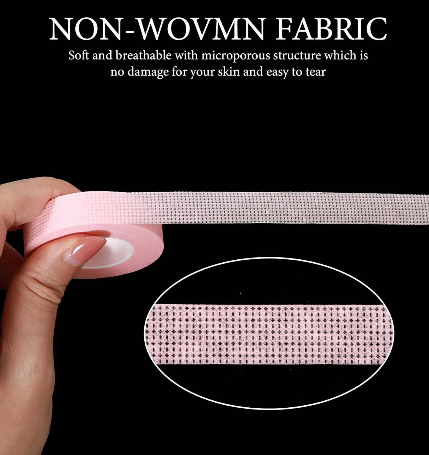 8 Rolls Hypoallergenic Lash Tape-Pink Breathable Strips for Cluster Extensions, 9M Micro-Pore Adhesive (Free Scissors Included)
