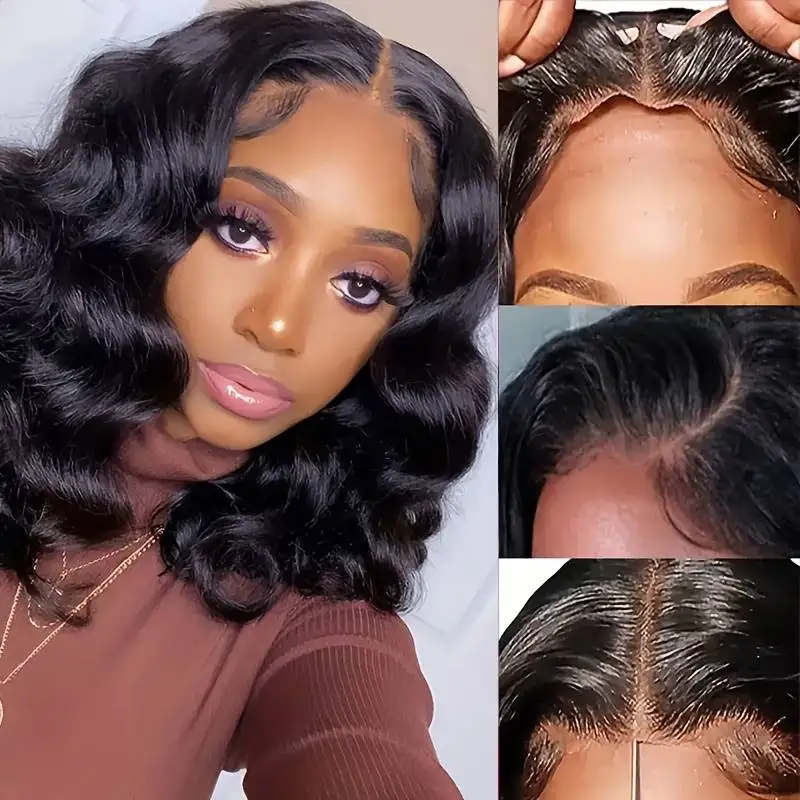 8 Inch Body Wave 5X5 Hd Lace Frontal Wigs Human Hair 220 density Brazilian Pre Plucked Lace human hair wigs For Women