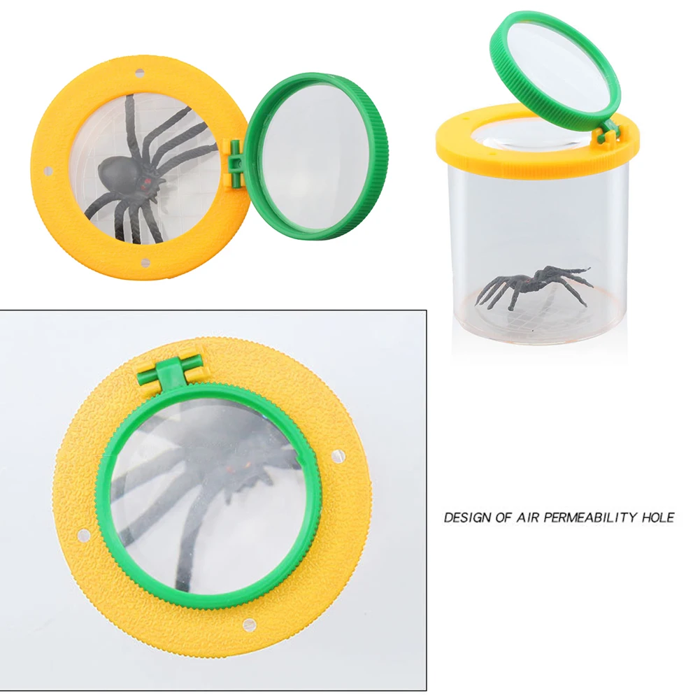 Portable Children Crawlers Animal Spider Insect Box 3X 6X Magnifying Glass Insect Cage Bug Jar Science Nature Exploration