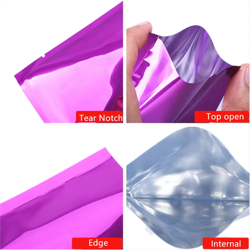 100pcs Colored Aluminum Foil Bags Heat Sealable - Food Grade Top Open Aluminizing Plastic Flat Pouch Powder Facial Mask Package 2