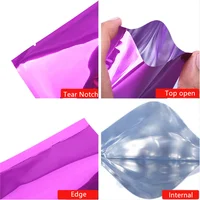 100pcs Colored Aluminum Foil Bags Heat Sealable - Food Grade Top Open Aluminizing Plastic Flat Pouch Powder Facial Mask Package 2
