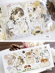 1loop Cute Girl and Dog/puppy Soft Color Shell Light Iridescent Pet Washi Tape