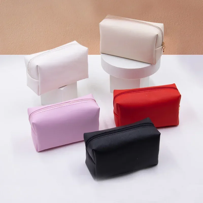 Trousse De Maquillage Imperméable En Cuir PU – Grande Capacité, Pochette à Lèvres Incluse, Voyage Et Quotidien