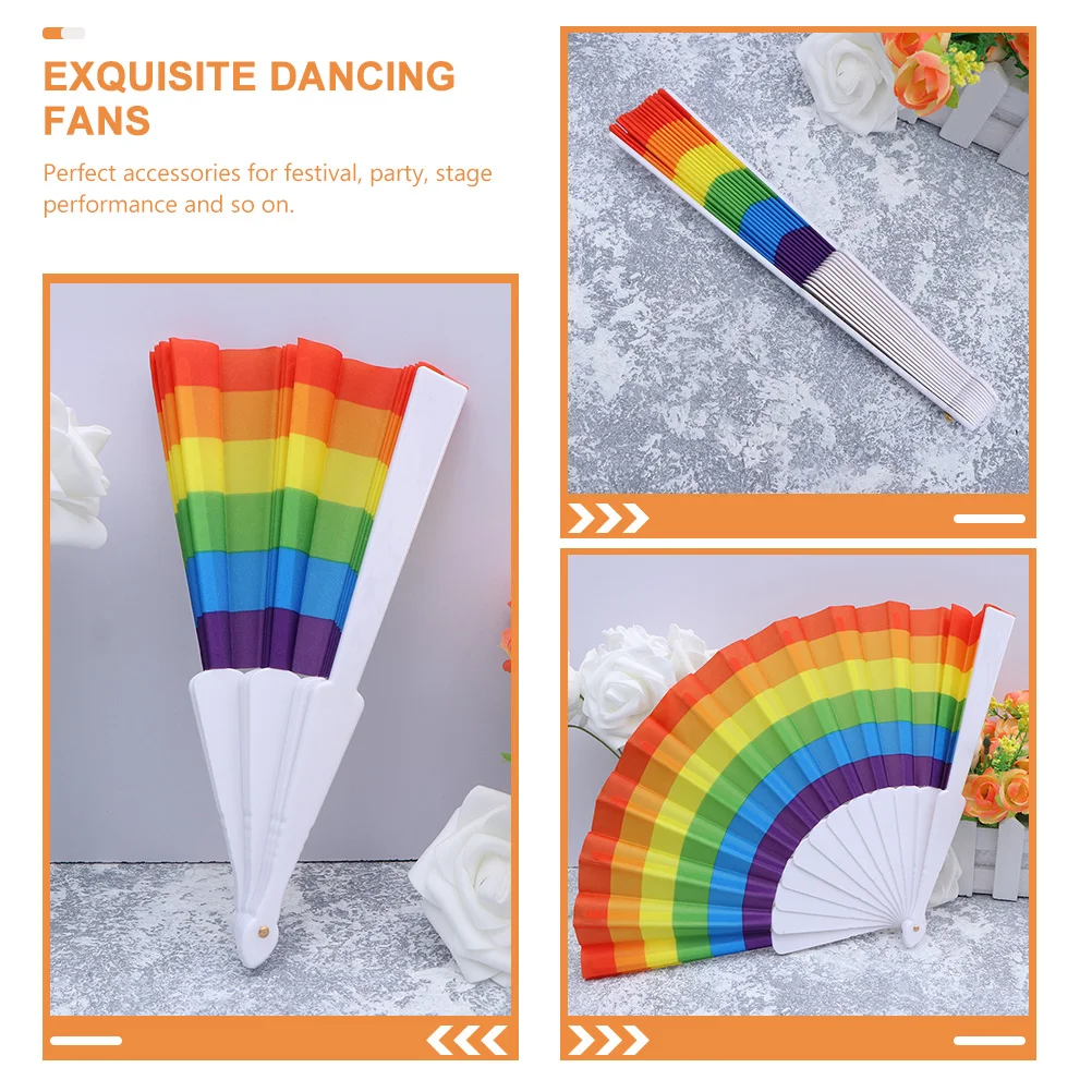 10pcs Colorful Rainbow Party Suppliess Rainbow Design Party Suppliess Lightweight Compact Hand Fan portable fan folding fan mini fan hand fan wooden hand fan silk fans kung fu fan