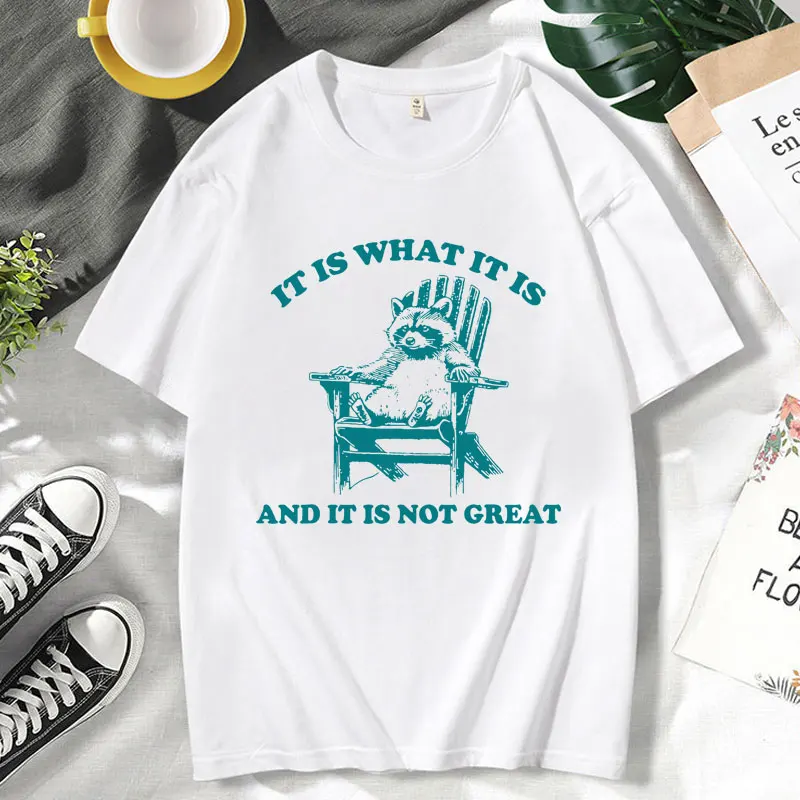 

Lt Ls What It Ls and It Ls Not Great Printed T Shirt Men Women Funny Raccoon T-shirts Fashion Casual T-shirt Y2k Unisex Clothing