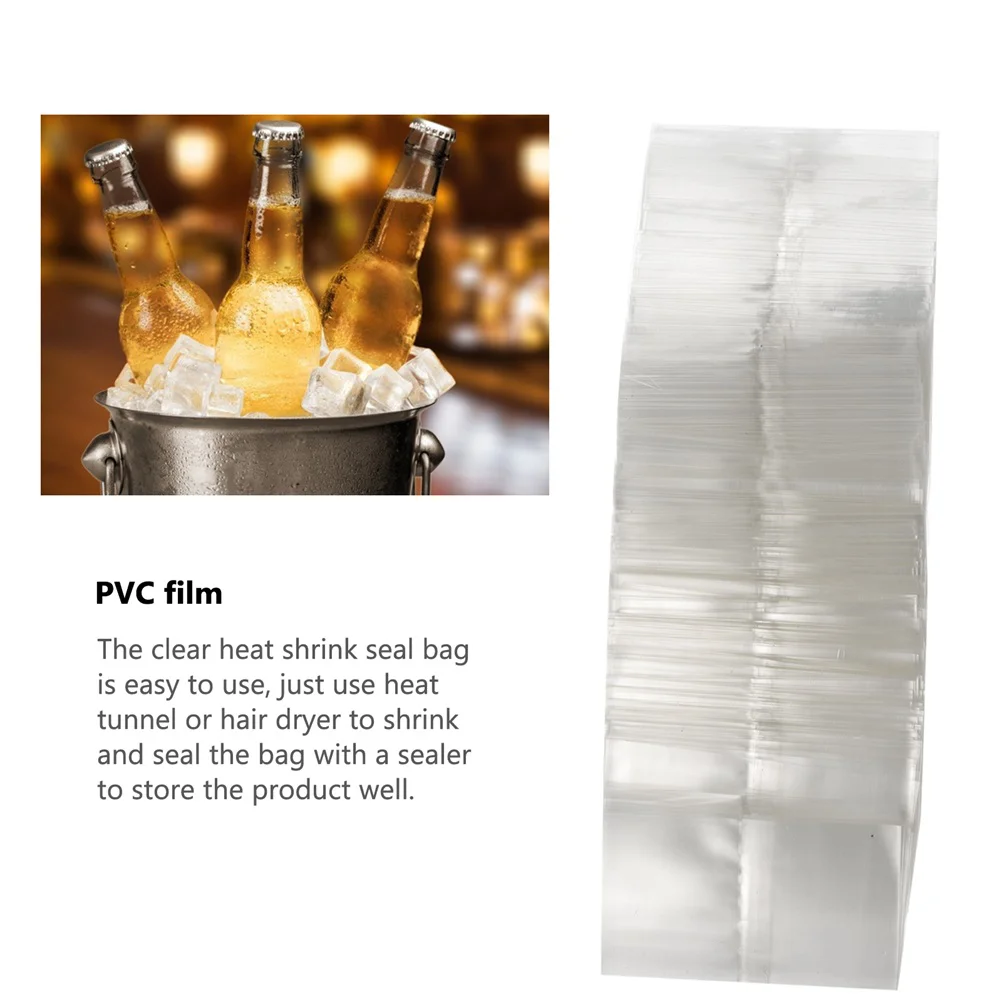 

400 Pcs Bottle Sealing Film Heat Shrink Bags Shrinkable Packing Clear Sealer Pvc