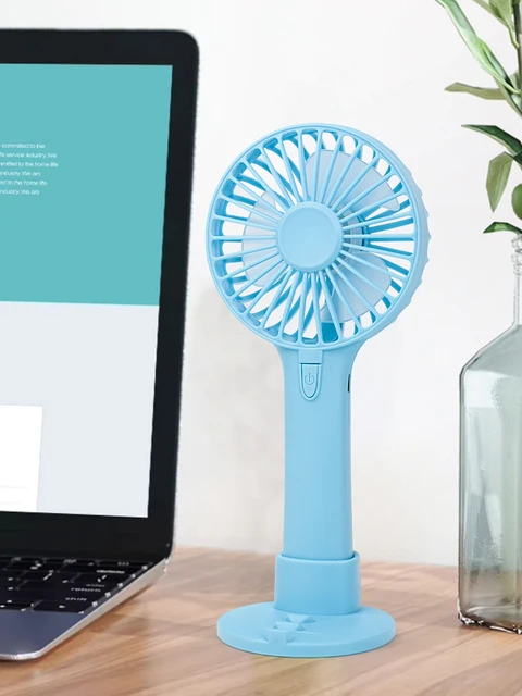 Handheld Electric Fan USB Charging Equipped with Bracket Base Third Gear Wind Speed Adjustable Noiseless Portable Electric Fan 3