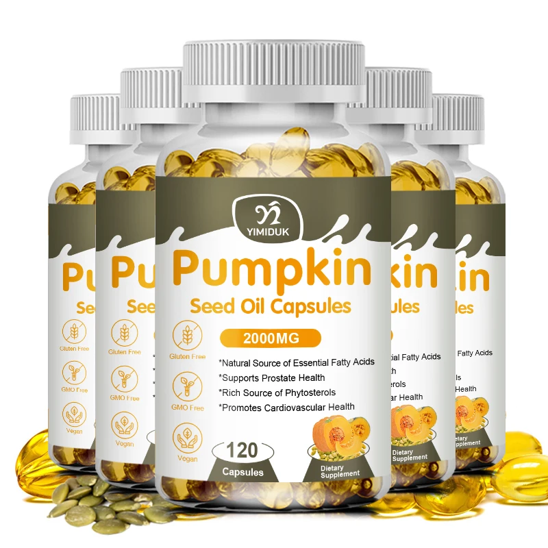 Pumpkin Seed Oil Capsules Essential Fatty Acids Supports Prostate Urinary Tract Promotes Cardiovascular Health