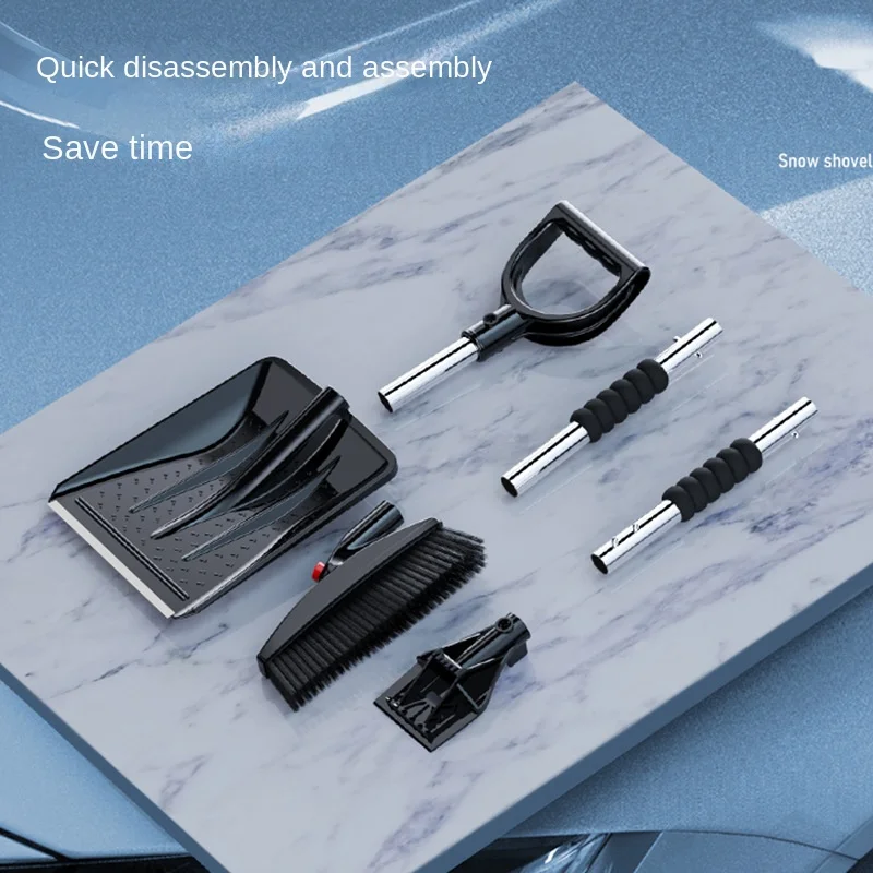 Snow shovel for cars 3-in-1 stainless steel snow shovel removable retractable winter snow deicing tool for cars