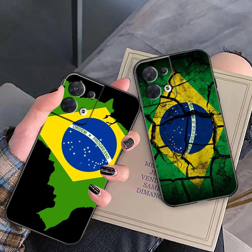 Custodia Funda Coque Per Oppo Find X5 X3 X2 Reno 10 8 7 7Z 2Z 6 6Z 5 4 Lite Pro Plus Custodia 4G 5G Shell Cover Flag Of Brazil Football