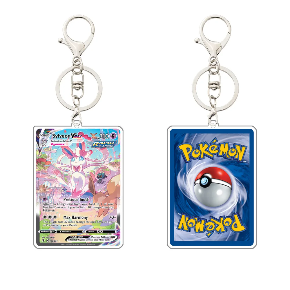 Vaporeon Sylveon Flareon Jolteon Glaceon Espeon Leafeon 우산 V Max 아크릴 게임 카드 키체인 펜던트
