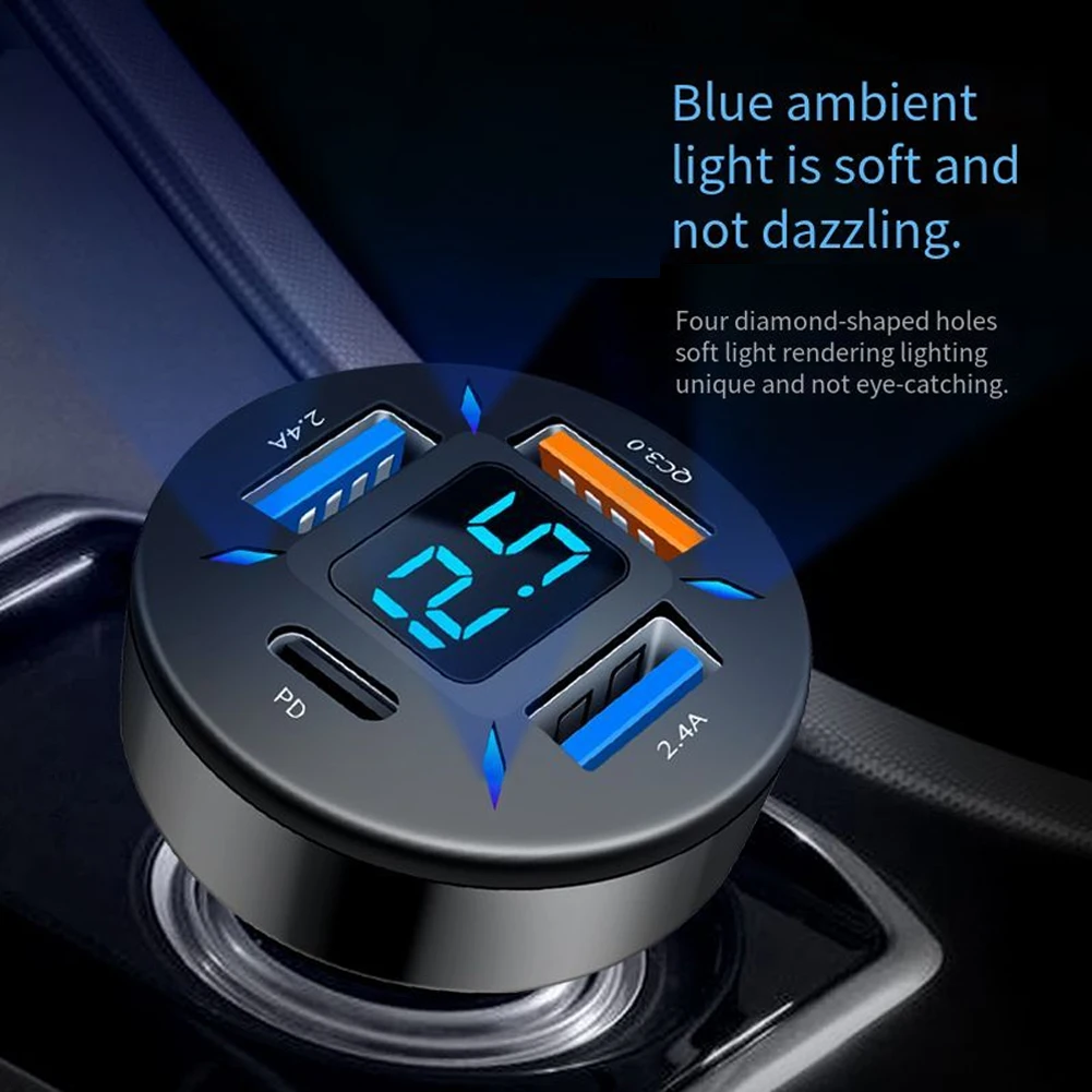 

3 USB Quick Charge Cars 3.0+PD USB Cigaratte Lighter Adapter For IPhone Xiaomi Huawei Mobile Phone Charger Adapter In Car
