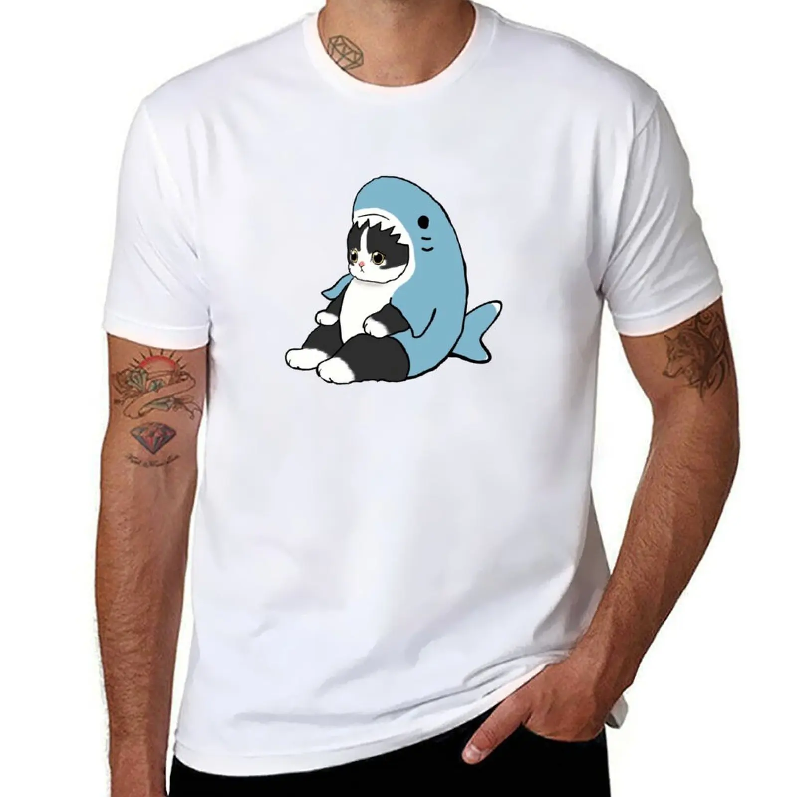 

Baby Cat Loves Shark T-shirt blacks summer clothes oversizeds shirts graphic tees mens graphic t-shirts big and tall