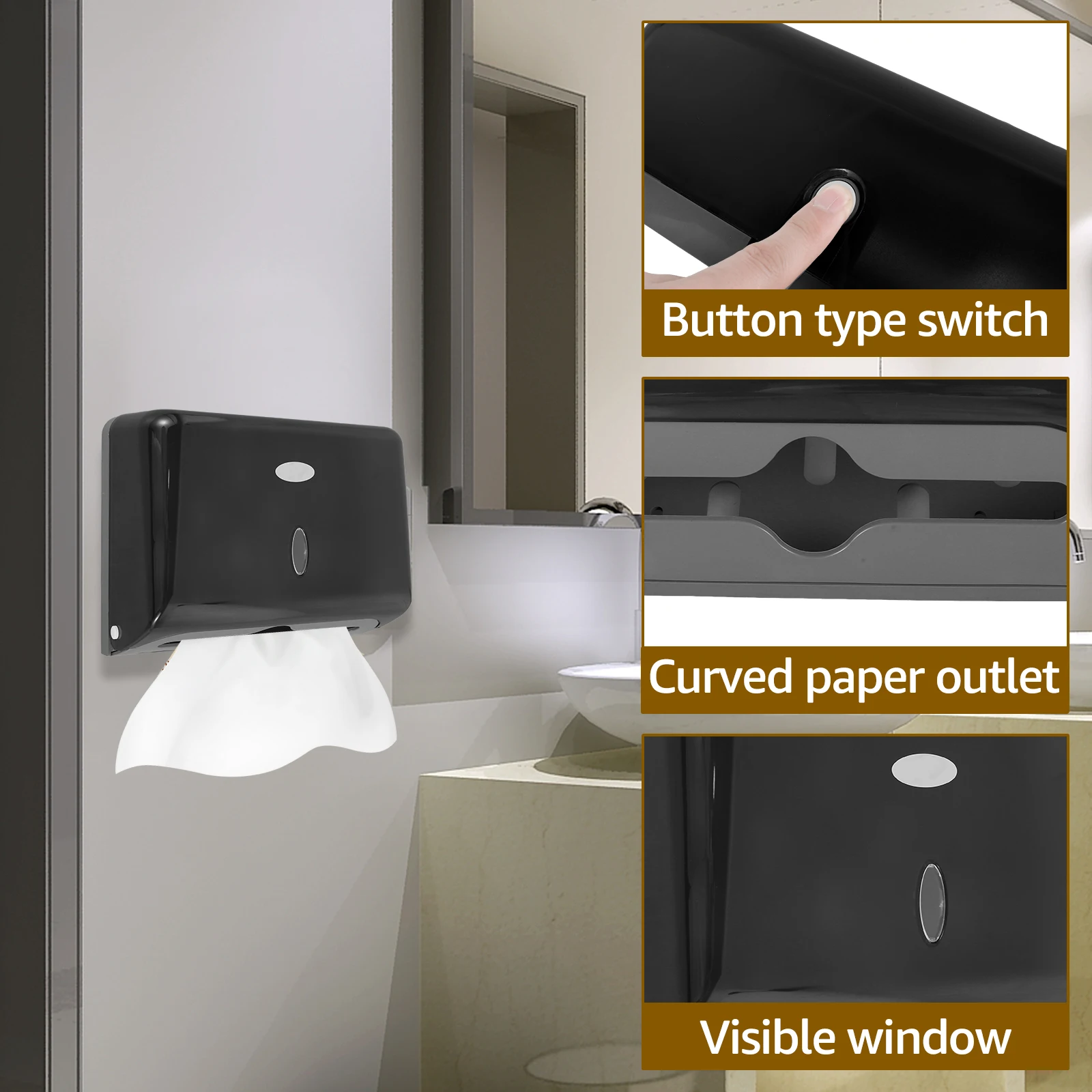 Wall Mount Toilet Paper Dispenser Punch Free Toilet Tissue Drawer Box Paper Towel Holder for Bathroom Restroom Kitchen Supplies 5