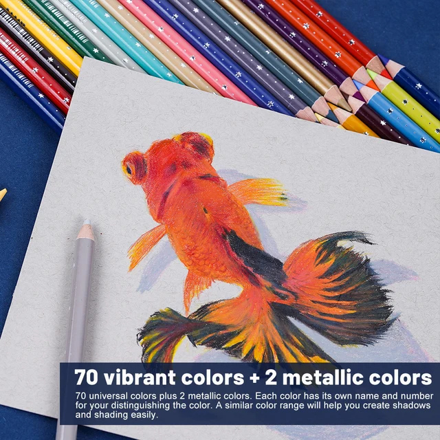 Arrtx Artist – ensemble de 72 crayons de couleur, avec boîte à insérer  verticale de protection, organisateur de couleur vive pour le dessin