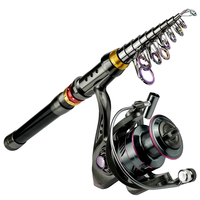GHOTDA Fishing Telescopic Rods Spinning Reels Combo Max Drag for