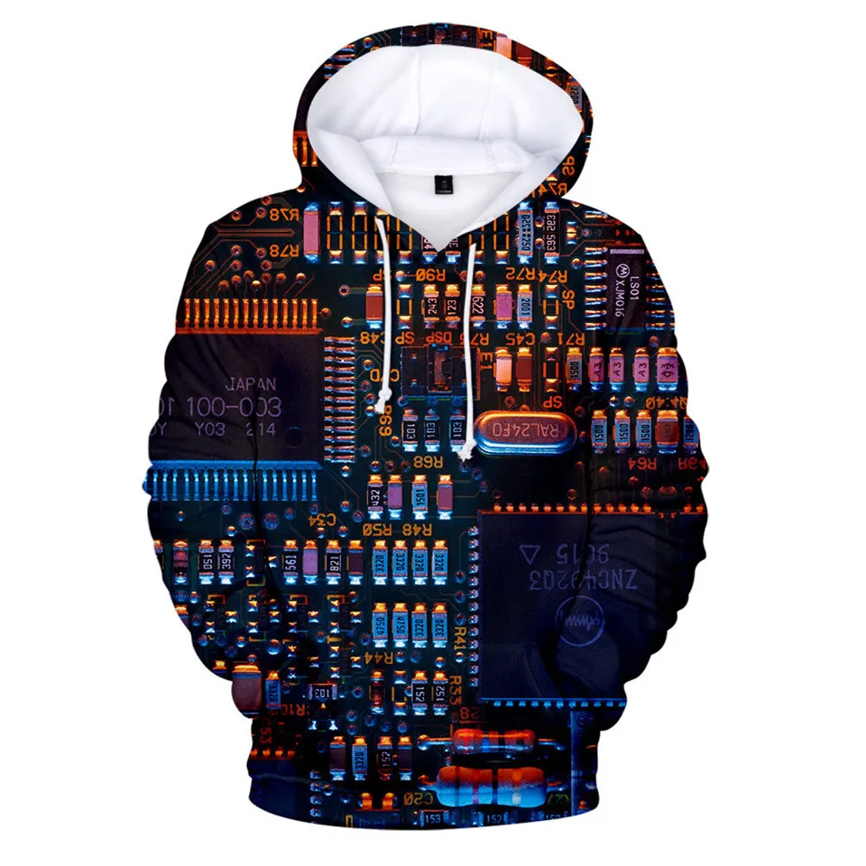 New Electronic Chip 3D Printed Men's Hoodies Kids Men Women Hooded Sweatshirts Funny Tracksuit Hip Hop Fashion Casual Hoodie