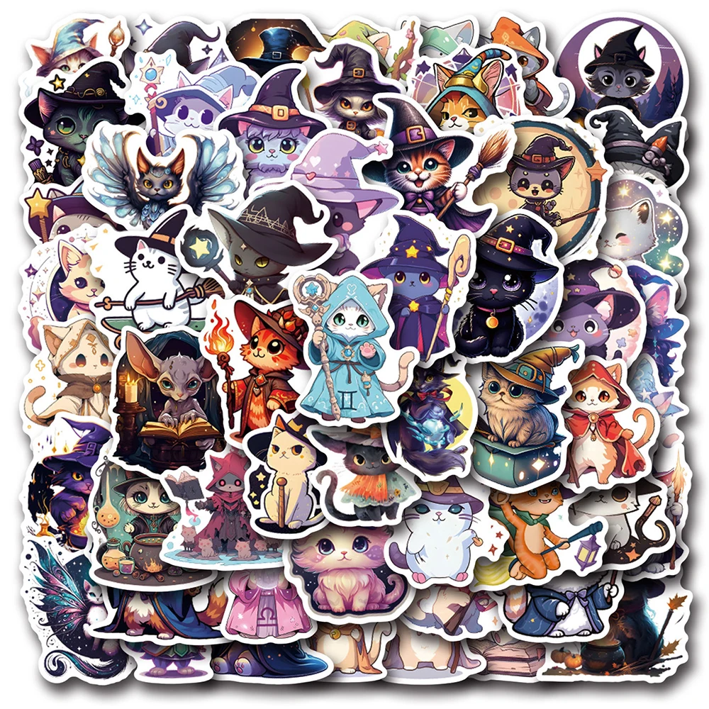 

10/30/55pcs Magic Cat Cartoon Stickers Goth Decals Cool Graffiti Skateboard Laptop Phone Case Waterproof Kids Sticker Toys Gifts