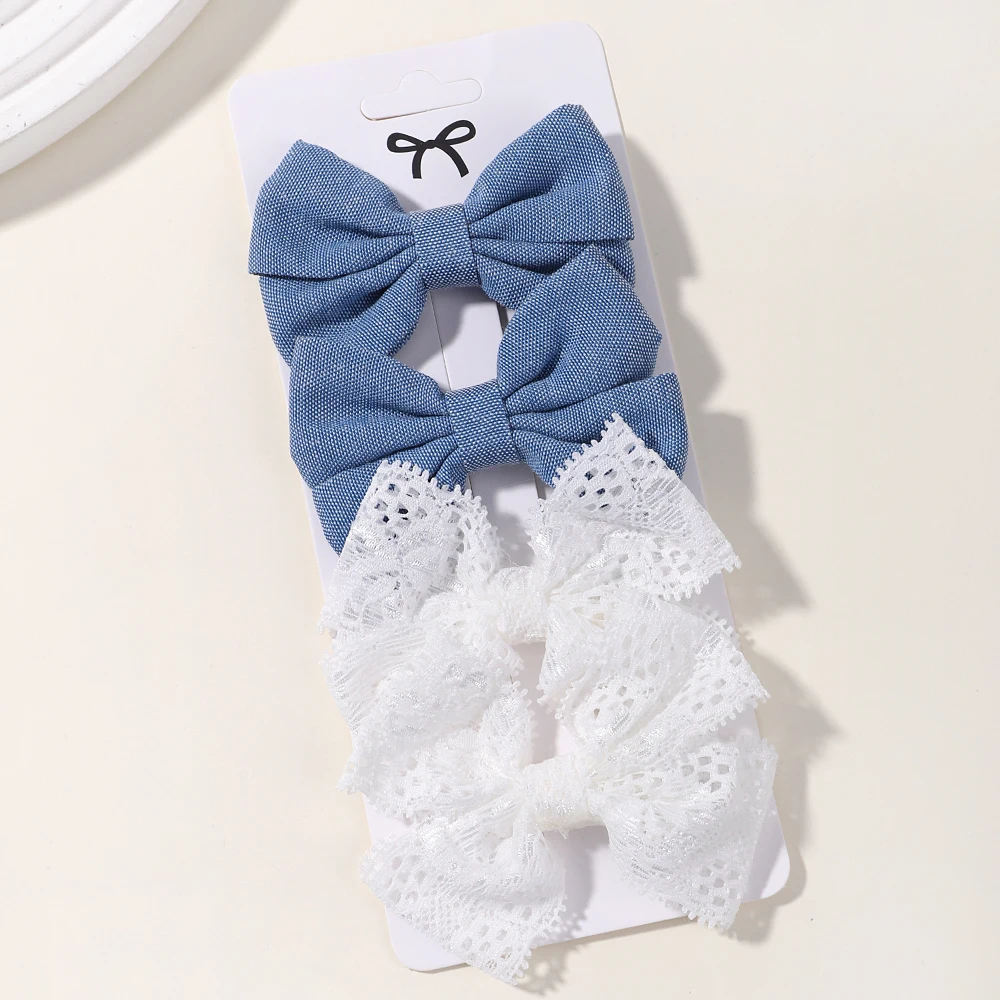 4PCS/Set Fashion Baby Girls Bows Hair Clips Hairpins Hairclip Kids Cotton Linen Barrette Flower Print Side Pin Accessories hair accessories