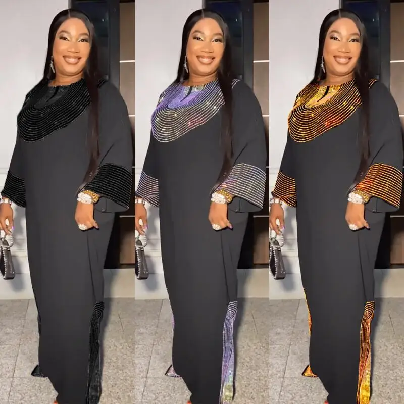 Africa Plus-size Dress High Quality Middle East Muslim Heavy Iron Drill Saudi Party Fashion Trend High Sense Women's Long Robe