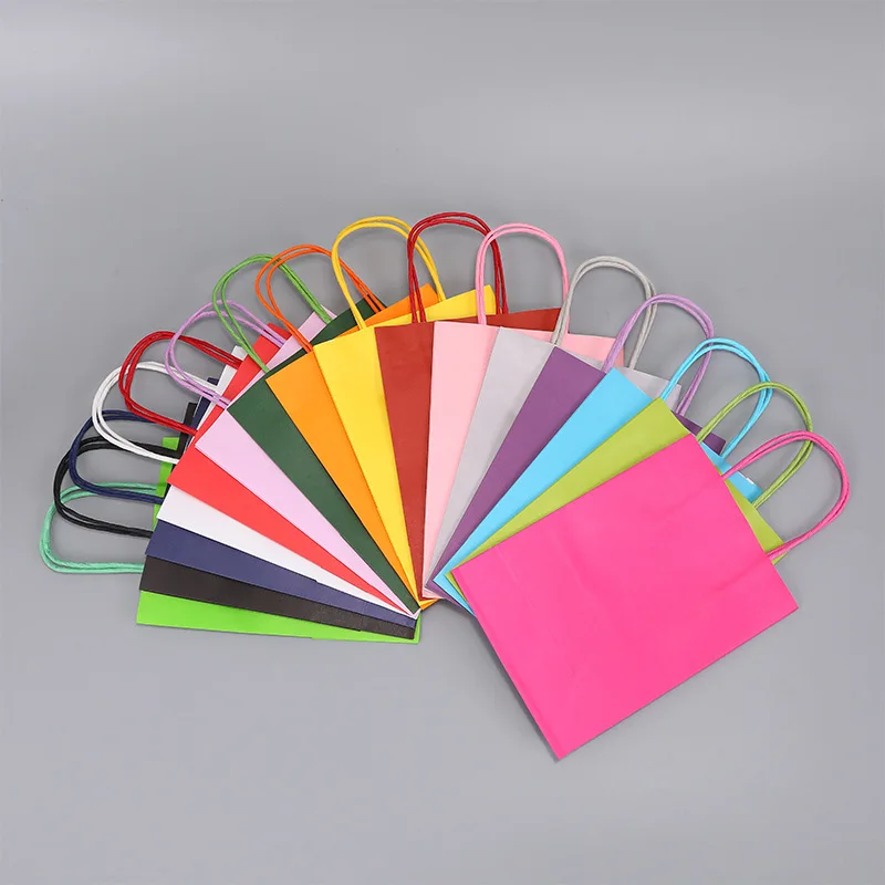 10pcs Candy Colorful Kraft Paper Gift Bag Wedding Party Decoration Gift Shopping Bags DIY Bag Festive Christmas Supplies 3