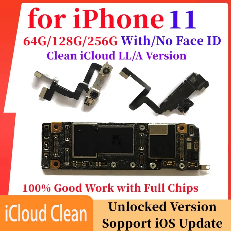 iPhone Motherboard Unlock Mainboard For iPhone 11 Motherboard with FACE ID Good Working Plate without iCloud Main Free ID Logic Board For iPhone11
