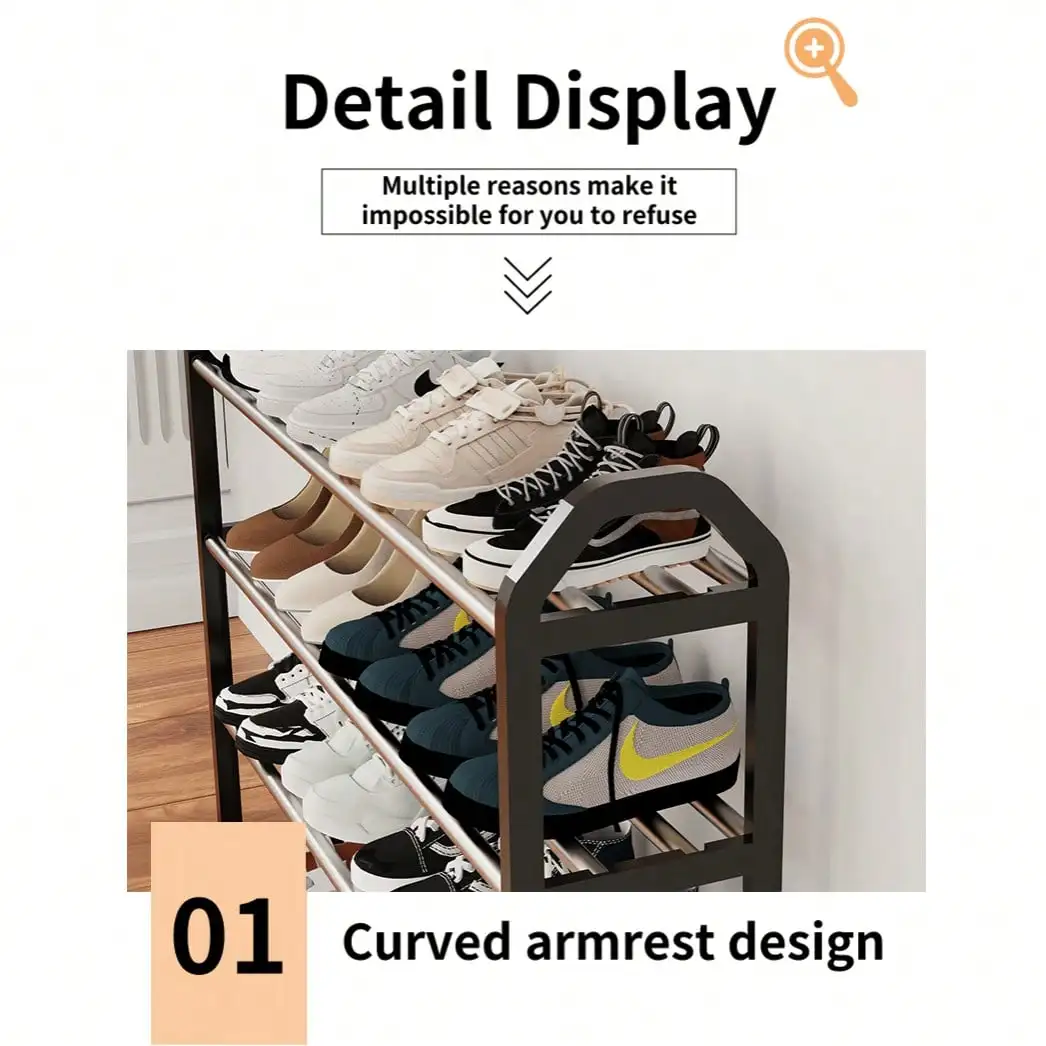 Heavy Duty 4-Tier White Metal Shoe Rack – Freestanding Slim Shoe Organizer, Space-Saving Shoe Storage Shelf for Entryway, Hallway, Closet, Bedroom & Apartment 4