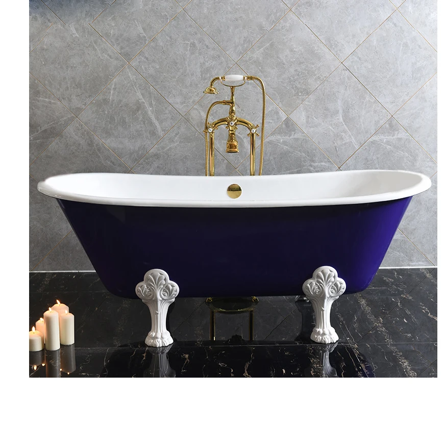 67" Freestanding Luxury Bathtub Cast Iron Double Ended Enamel Claw Paw Feet Tub Multi-Color Built sw1022