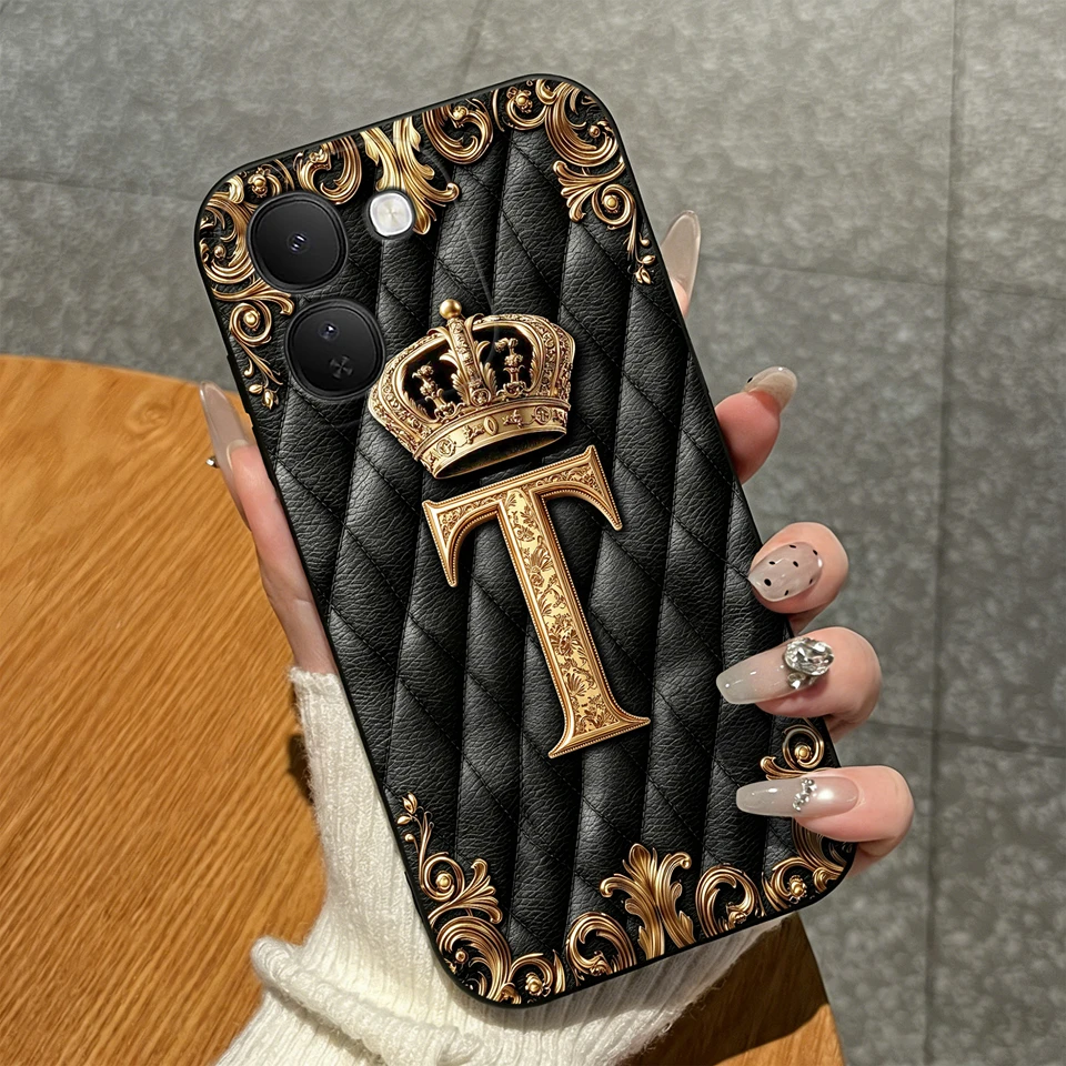 Luxury Crown Letters Pattern High-Quality Matte Silicone Shockproof Phone Case