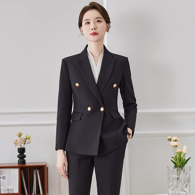 

2024Spring New Female Long Sleeve Professional Tailored Suit Suit Pants Formal Wear Set Temperament Goddess Style Slim-Fitting W