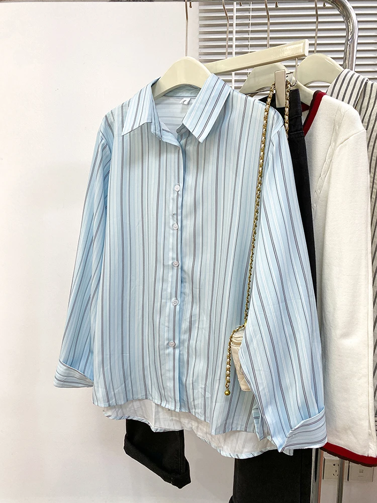 

Women Spring Long-sleeved Striped Blouse Basic TopCasual Ladies Shirts Korean Style Harajuku Fashion Female Clothes