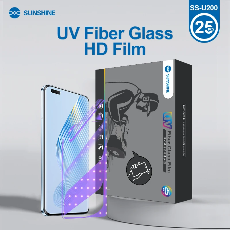 

SUNSHINE 25PCS SS-U200 HD UV Fiber Glass Protective Film Diamond Level Explosion-proof Full Screen Coverage Plastic Film