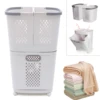 Laundry Basket Organizer with 3 Detachable Hampers, Wall-Mountable Storage Bins, Stylish Grey-White Design 1
