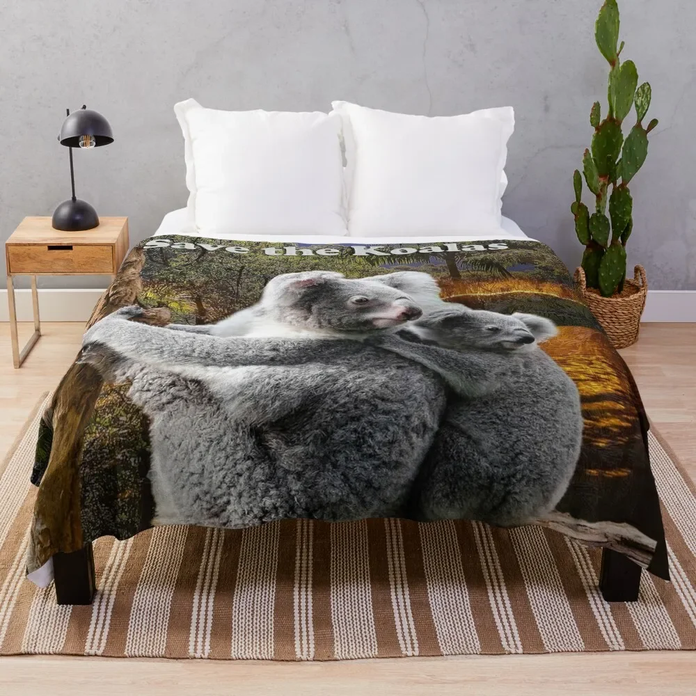 

Save the Koalas Throw Blanket Soft Plush Plaid Single Sleeping Bag Blankets