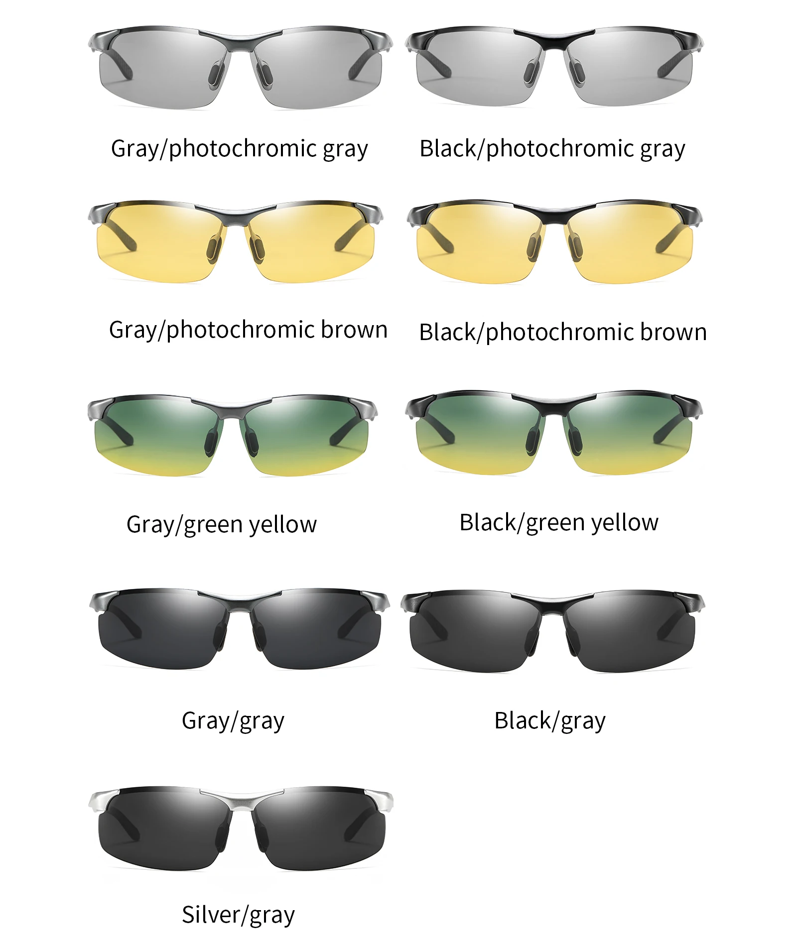 Sunglasses For Men Fashion Day Glasses For Night Vision Photochromic  Outdoor Driving Rimless Male Polarized UV400 Lens VT2173