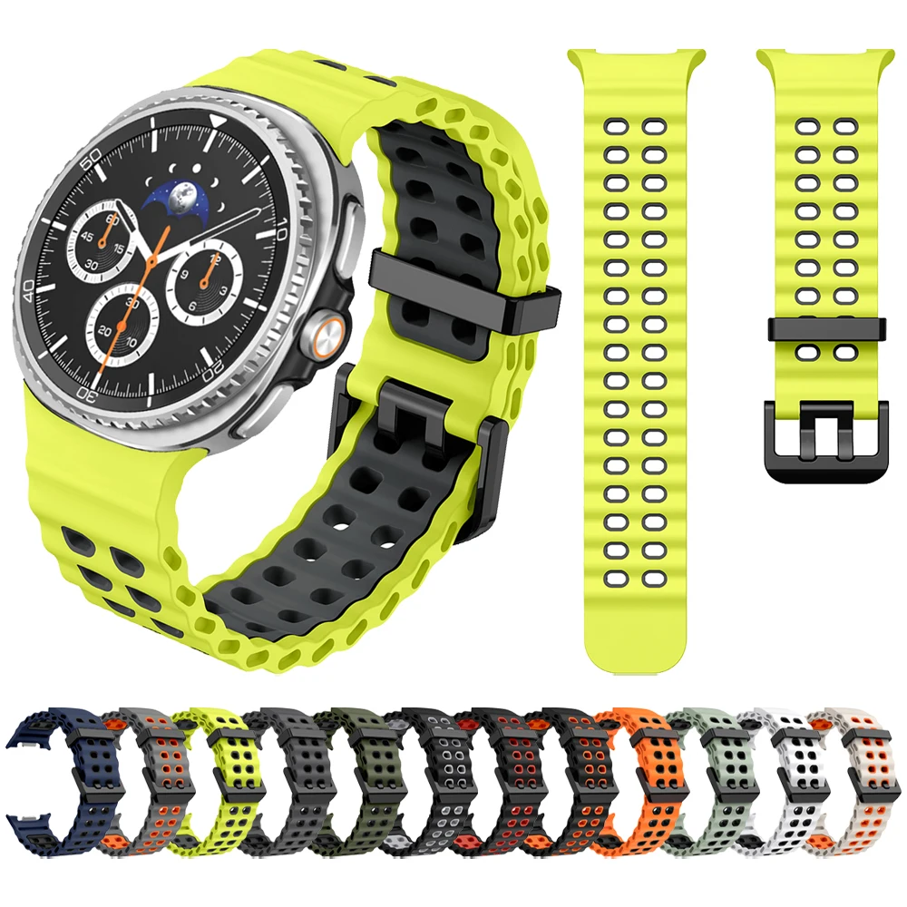 Marine Band für Samsung Galaxy Watch 8 Classic 46 mm Sport zweifarbiges Silikonarmband für Samsung Watch8 44 mm 40 mm Armband