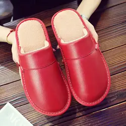 Large Size 35-46 Indoor Slippers For Men Winter Home Slippers Short Plush Leather Shoes Unisex Warm Women Slippers 2022 Fashion