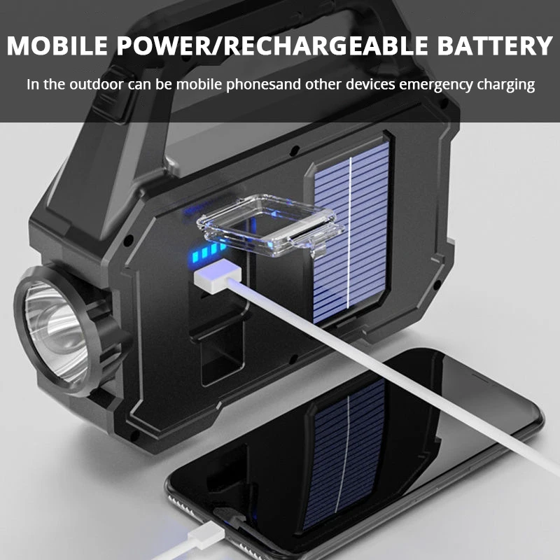 USB Rechargeable Waterproof 6 Gear COB/LED Flashlight Torch Light Portable Powerful Lantern Solar Light For Home Camping Hiking