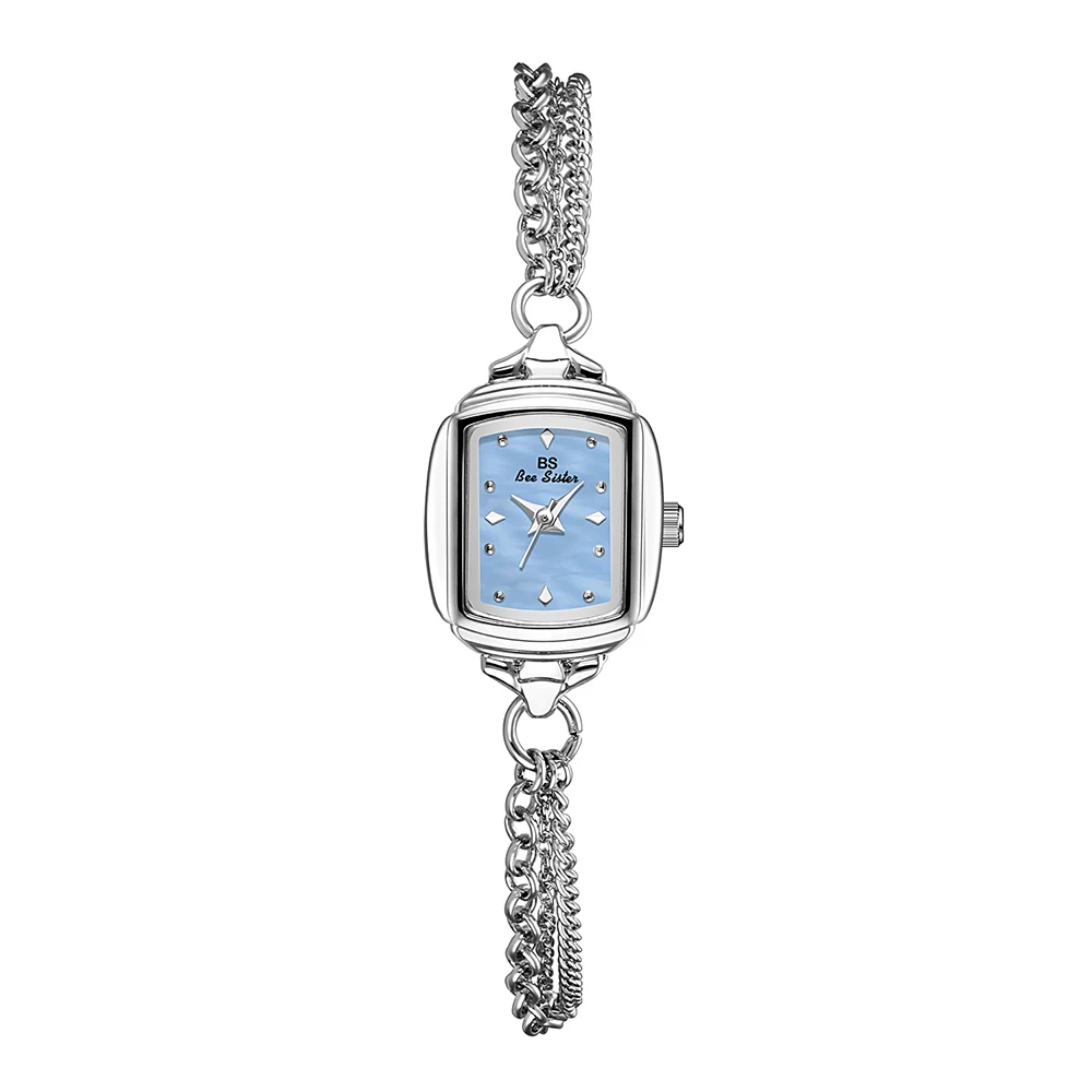 Orologio da donna elegante con cinturino argento quadrante blu_voghion.com