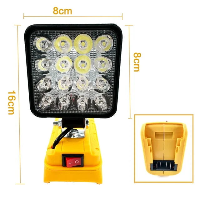 Cordless Work Light 3 inch Outdoor Flashlight Camping Lamp Portable LED Lamp For Dewalt 14.4V-20V Battery Emergency Lighting