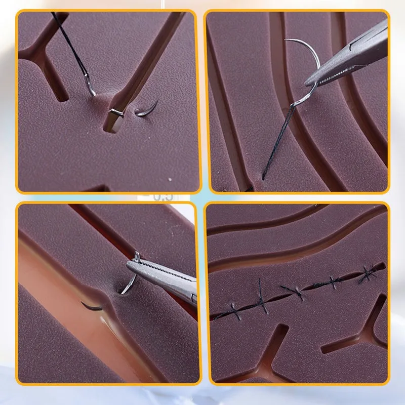 Reusable Silicone Skin Pad Suture Training Kit Surgical Wound Practice Traumatic Simulation  Traumatic Suture Practice Skin Use