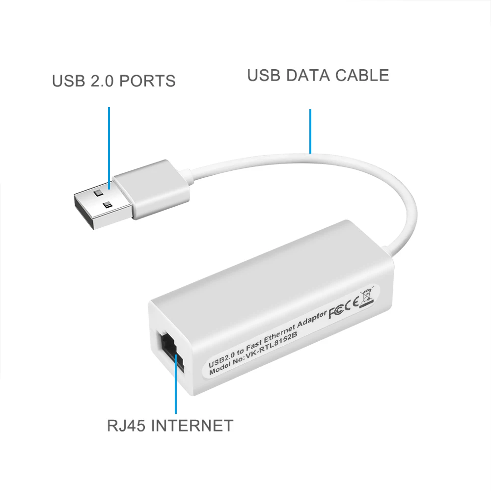 USB Ethernet Adapter Network Card USB 2.0 to RJ45 100Mbps LAN Internet Cable For Laptop MacBook Win 98SE ME 2000 XP Vista 7 | ethernet adapter,ethernet card,network card