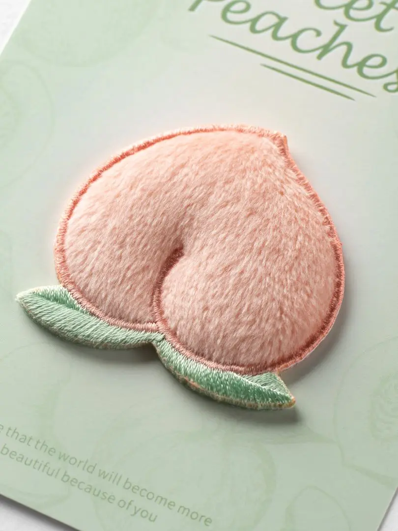 3D Rosa Peluche Plüsch Pelzigen Pfirsich Patch Rosa Nette Eisen Auf Patches Abzeichen Für Kleidung Aufkleber Schal DIY Applikation – Detail 4