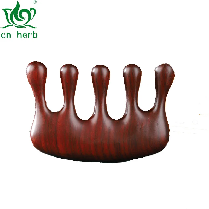 CN Herb Sandalwood Head Massage Comb Male and Female Health Head Therapy Anti-hair Loss Five-finger Acupoint Scraping honey wax five teeth wide comb scraping massage board head eyes physical therapy anti static acupoint stimulation health care