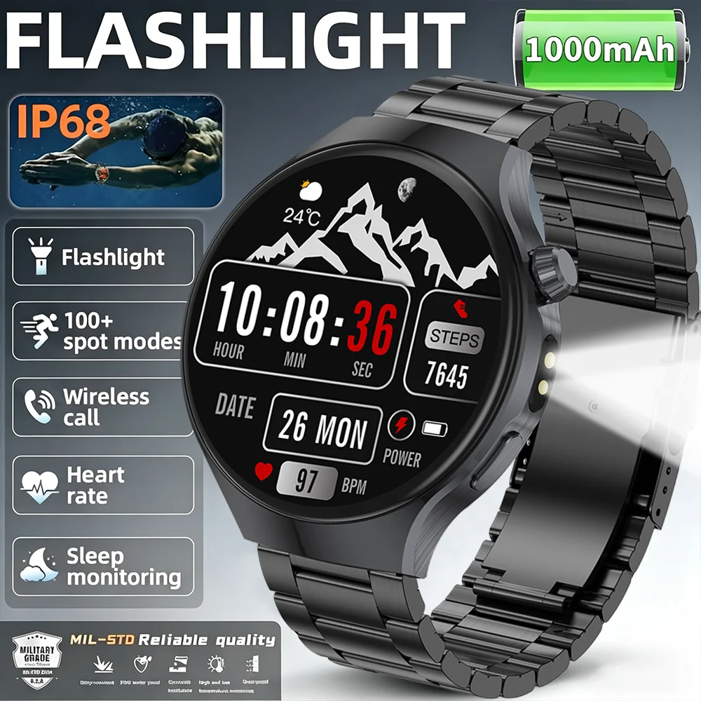 2026 New T-REX3 Outdoor Smart Watch 1.7inch AMOLED 1000mAh Large Battery 5ATM Waterproof Voice Call Sports Men Fitness Bracelet 1
