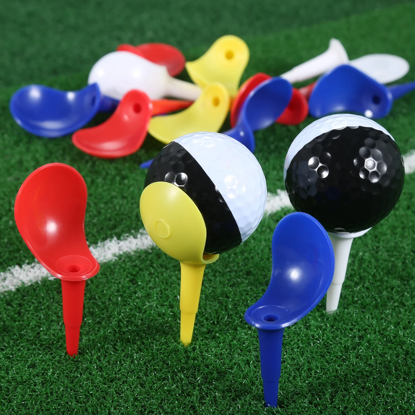 30 Pcs 83mm Plastic Golf Tee Tees Holder Replacement Driving Range Hitting Trainer Club  Training Tool Accessories Random Color