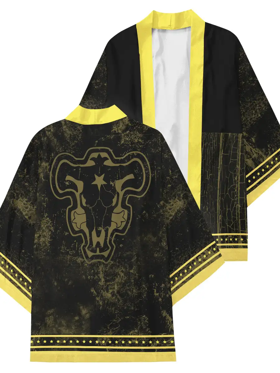 Black Clover Bulls Kimono Cape Loose Three-quarter Sleeve Cardigan Robe Haori