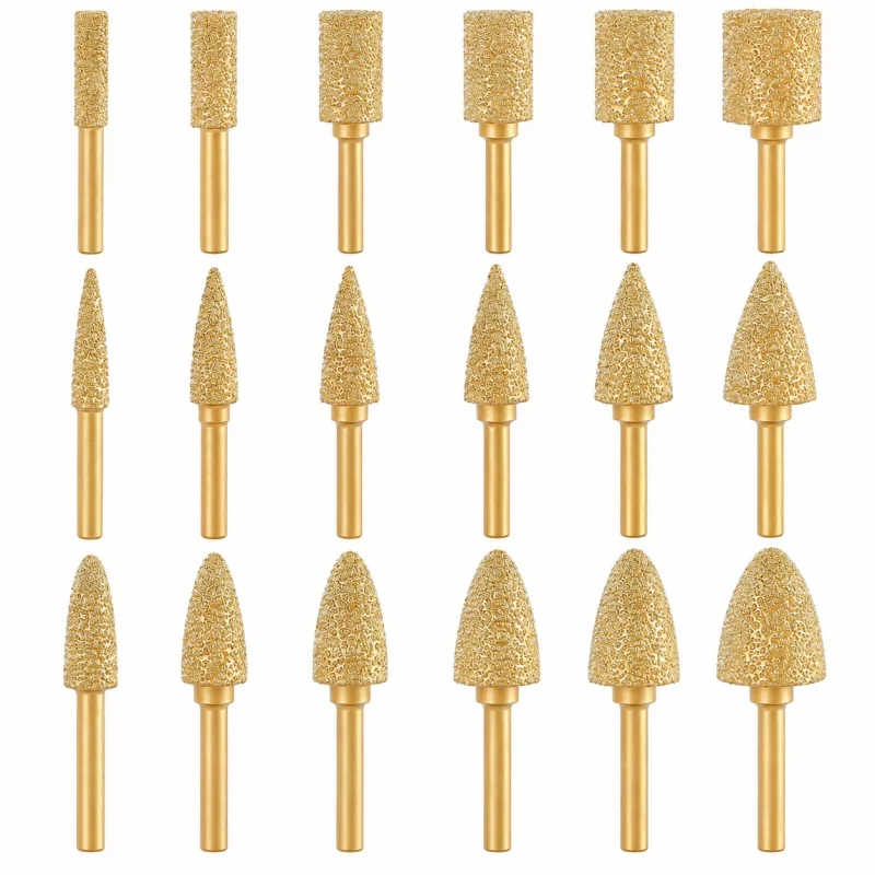 5 Stück gelötete Diamant-Schleifkopf-Schleifstifte mit 6-mm-Schaft zum Polieren und Schleifen von Gusseisen, Edelstahl, Stein und Keramik