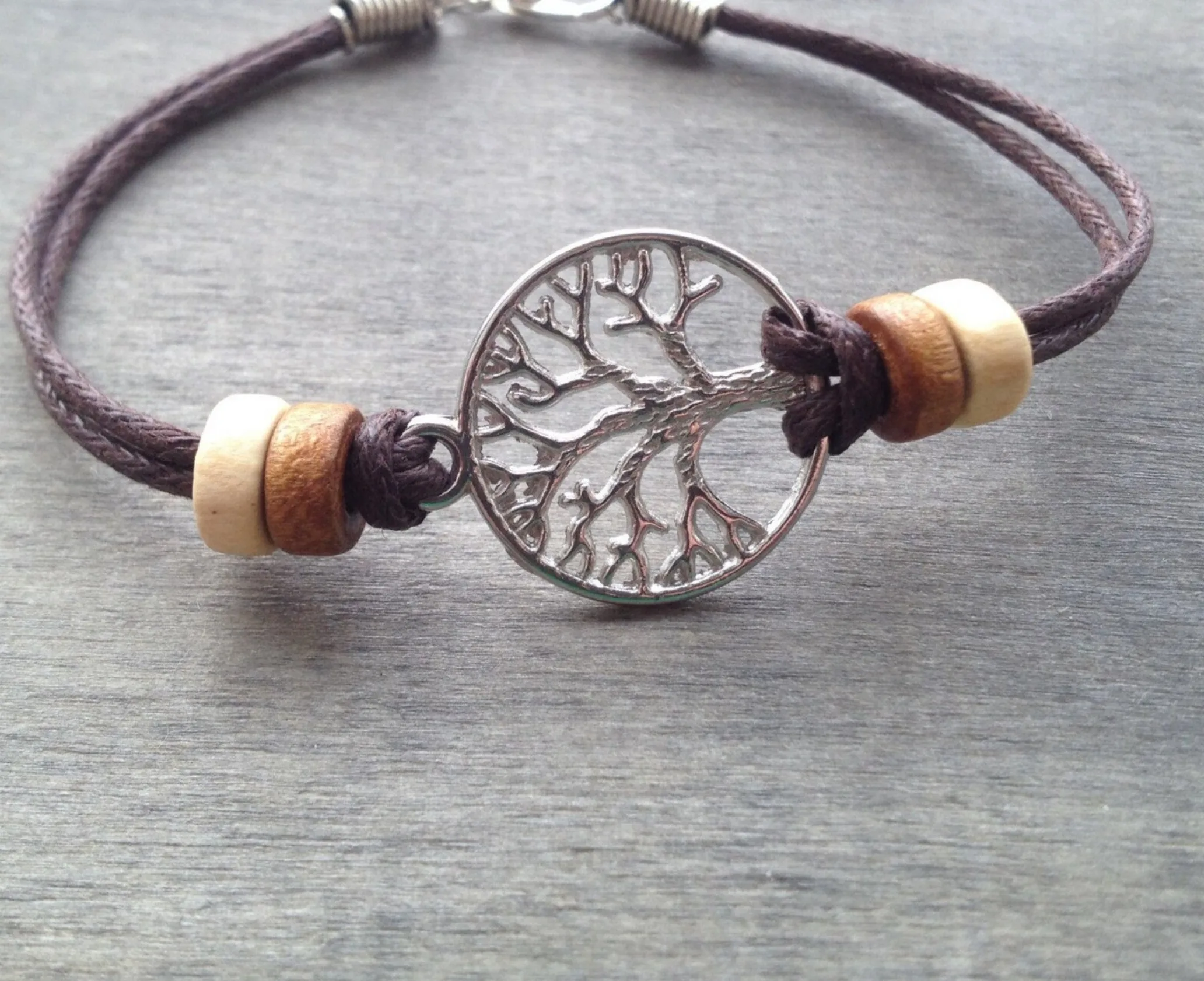 Multilayered rope wrapped Tree of Life Bohemian Bracelet rope bracelet