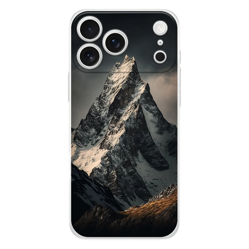 Soft Clear TPU Phone Case with Mountain Peaks Landscape Design